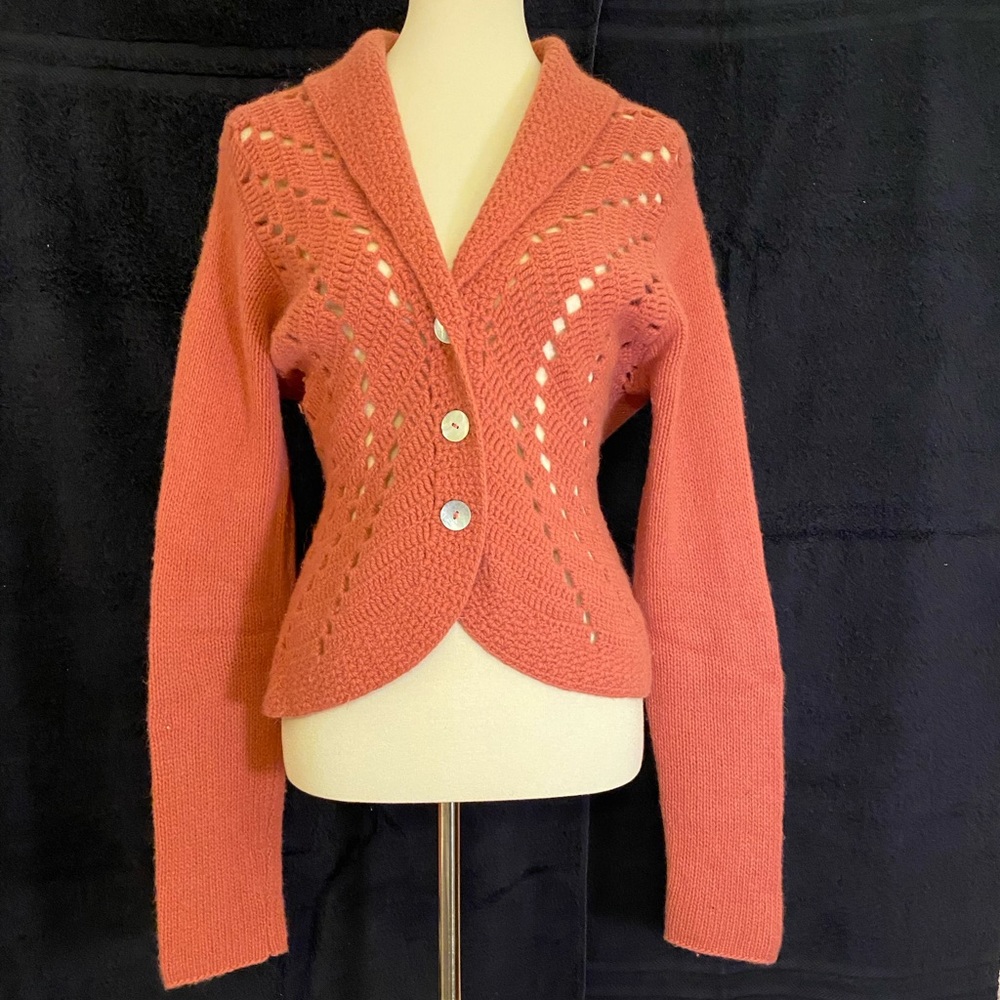 Evelyn Dark Peach Wool Blend Cardigan